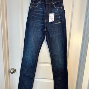 NEW Zara The Slim Full Length Straight Leg In Arran Blue Jeans, Size 0